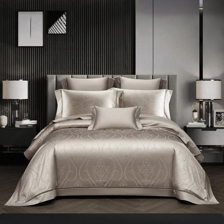 Warm Gray Damask Duvet Cover Set (1200TC Egyptian Cotton)