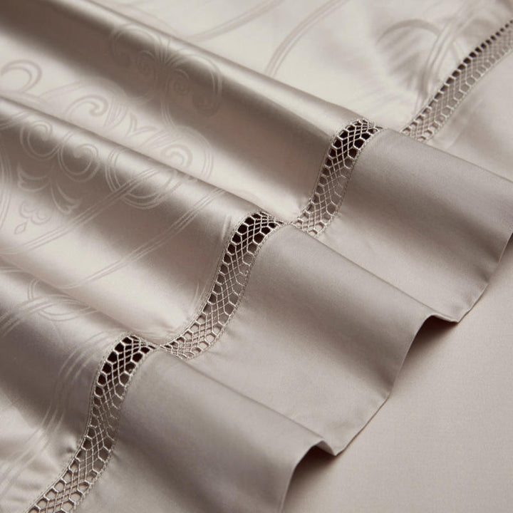Warm Gray Damask Duvet Cover Set (1200TC Egyptian Cotton)