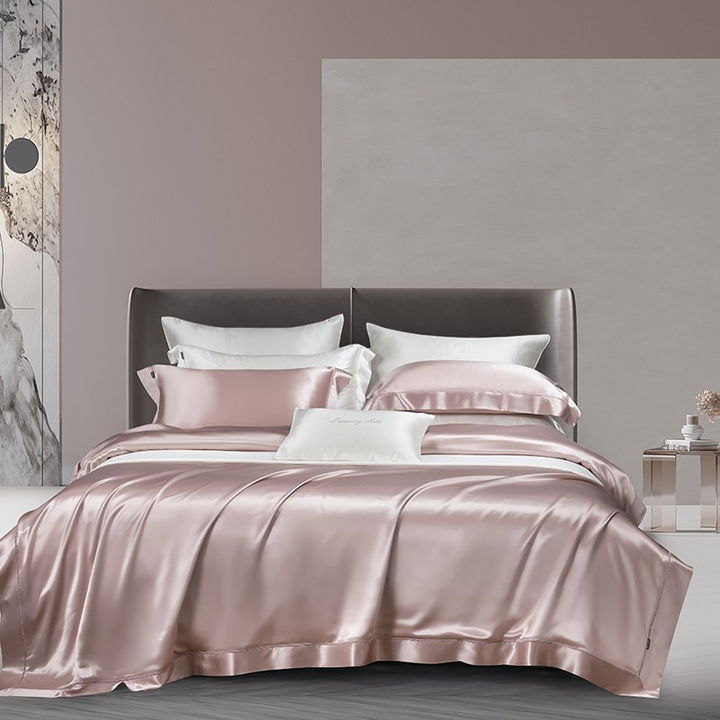 Luxury Mulberry Silk Duvet Cover Set in Blush Pink (25 Momme)