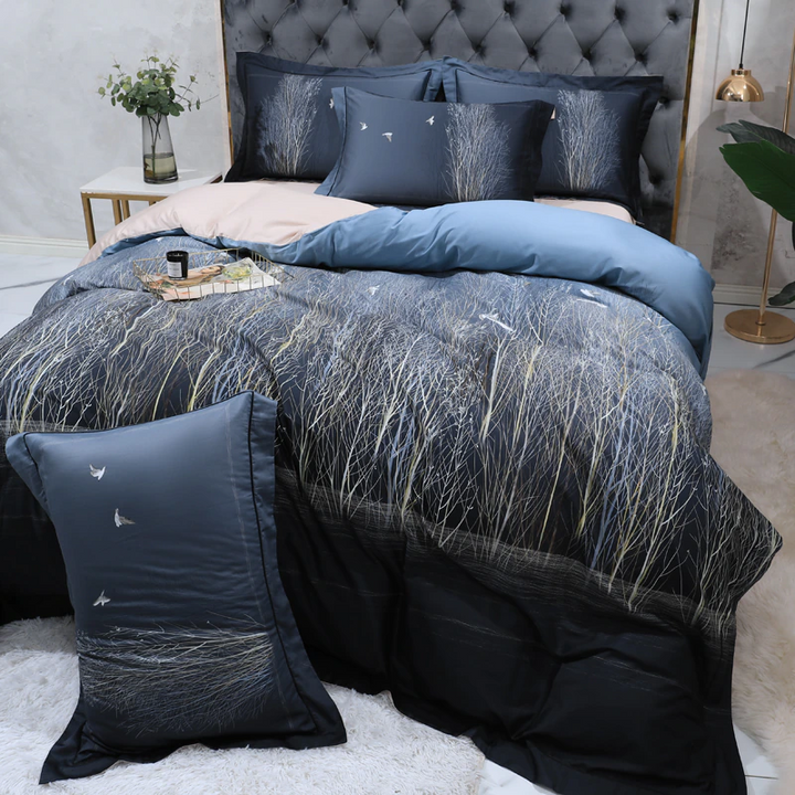 Luxury Egyptian Cotton Duvet Cover Set in Midnight Blue (500TC)