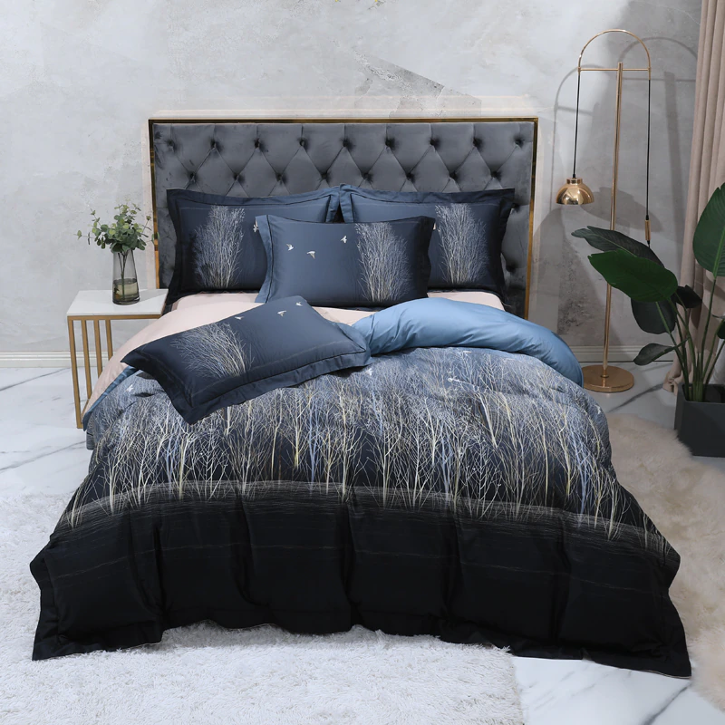 Luxury Egyptian Cotton Duvet Cover Set in Midnight Blue (500TC)