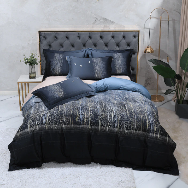 Luxury Egyptian Cotton Duvet Cover Set in Midnight Blue (500TC)