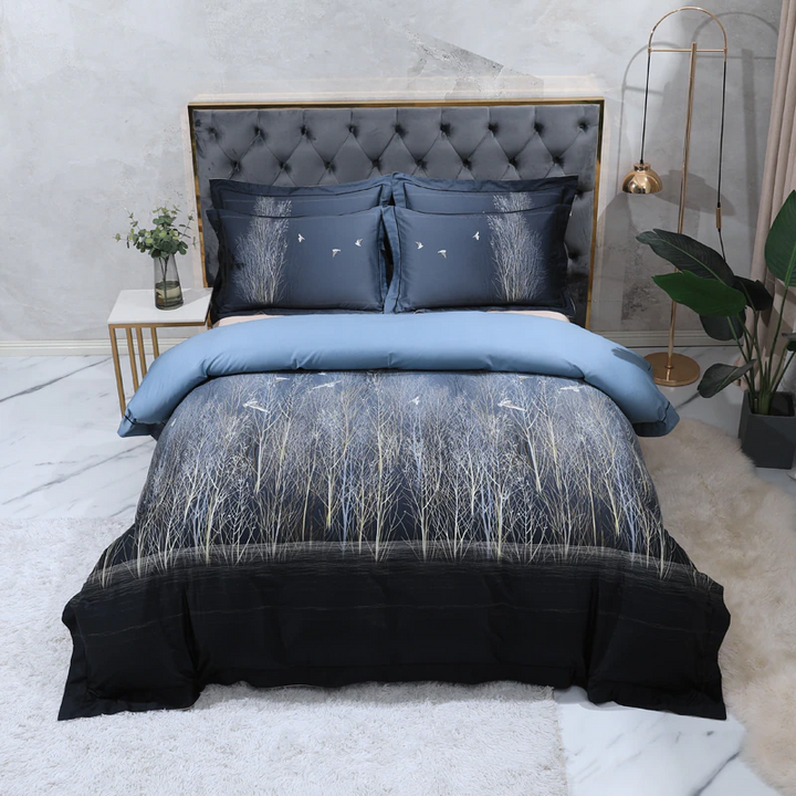Luxury Egyptian Cotton Duvet Cover Set in Midnight Blue (500TC)