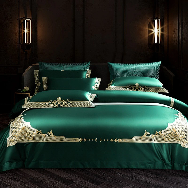 Emerald Embroidered Duvet Cover Set (1000TC Egyptian Cotton)