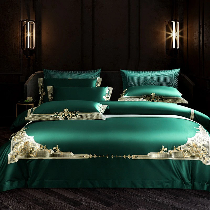 Emerald Embroidered Duvet Cover Set (1000TC Egyptian Cotton)