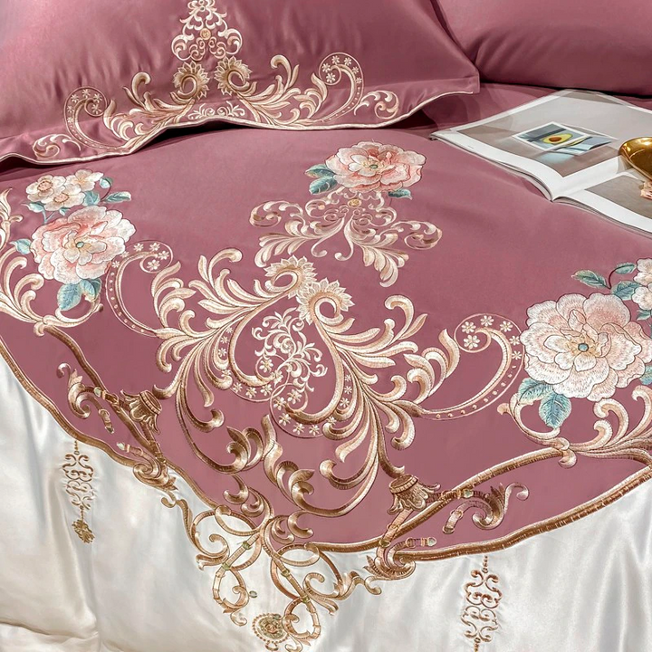 Royal Embroidered Cotton Satin Duvet Cover Set