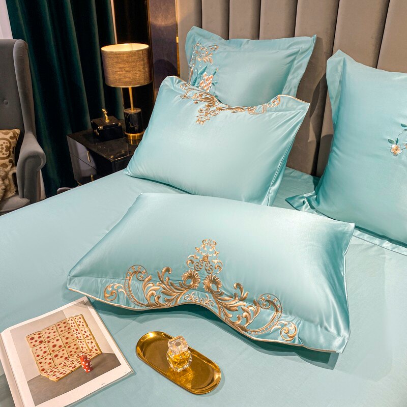 Royal Embroidered Cotton Satin Duvet Cover Set