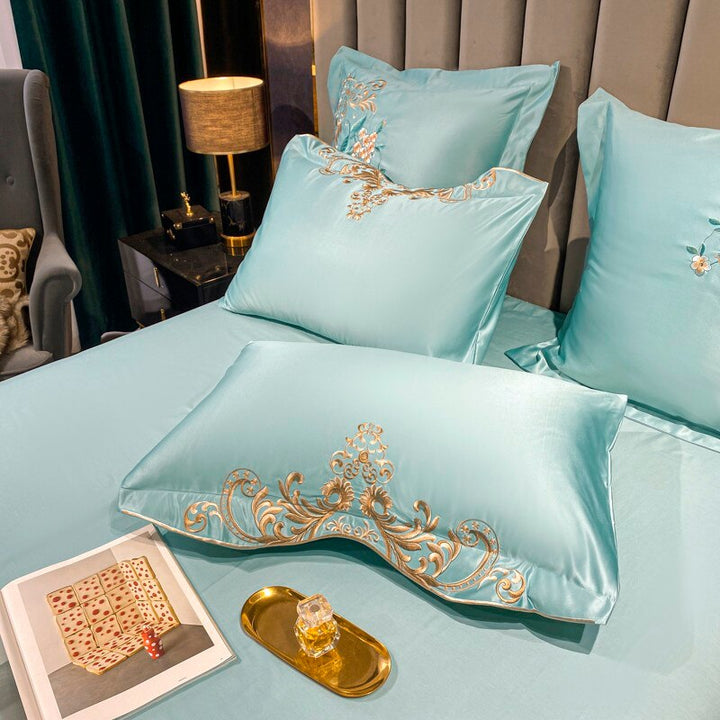 Royal Embroidered Cotton Satin Duvet Cover Set