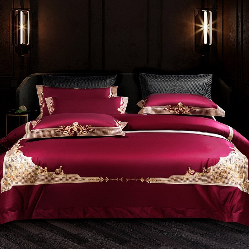 Bordeaux Embroidered Duvet Cover Set – 1000TC Egyptian Cotton