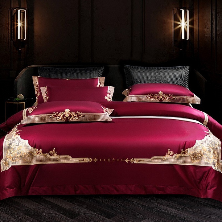 Bordeaux Embroidered Duvet Cover Set – 1000TC Egyptian Cotton