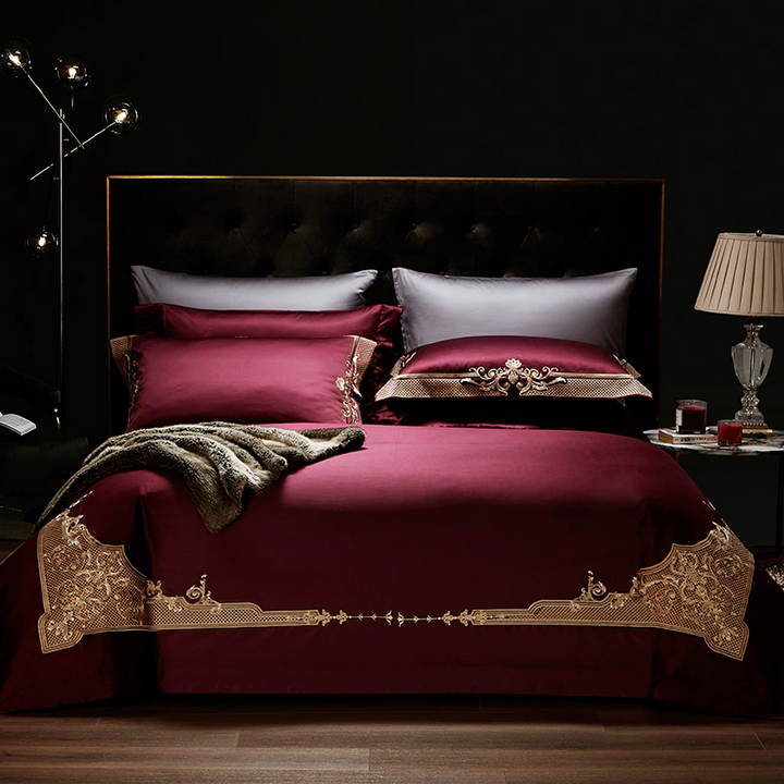 Bordeaux Embroidered Duvet Cover Set – 1000TC Egyptian Cotton
