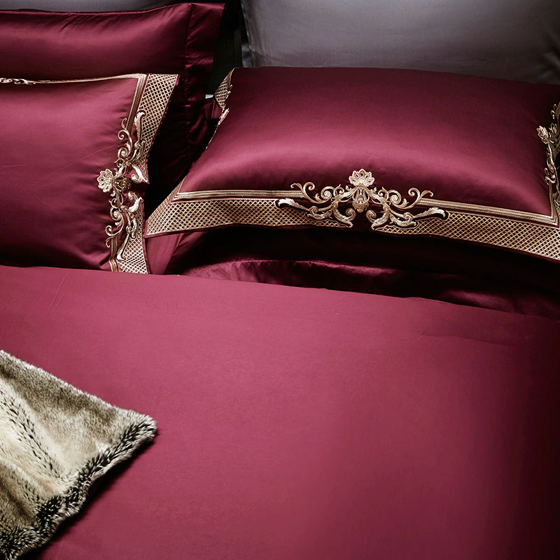 Bordeaux Embroidered Duvet Cover Set – 1000TC Egyptian Cotton