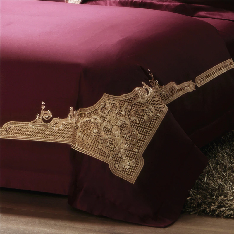 Bordeaux Embroidered Duvet Cover Set – 1000TC Egyptian Cotton