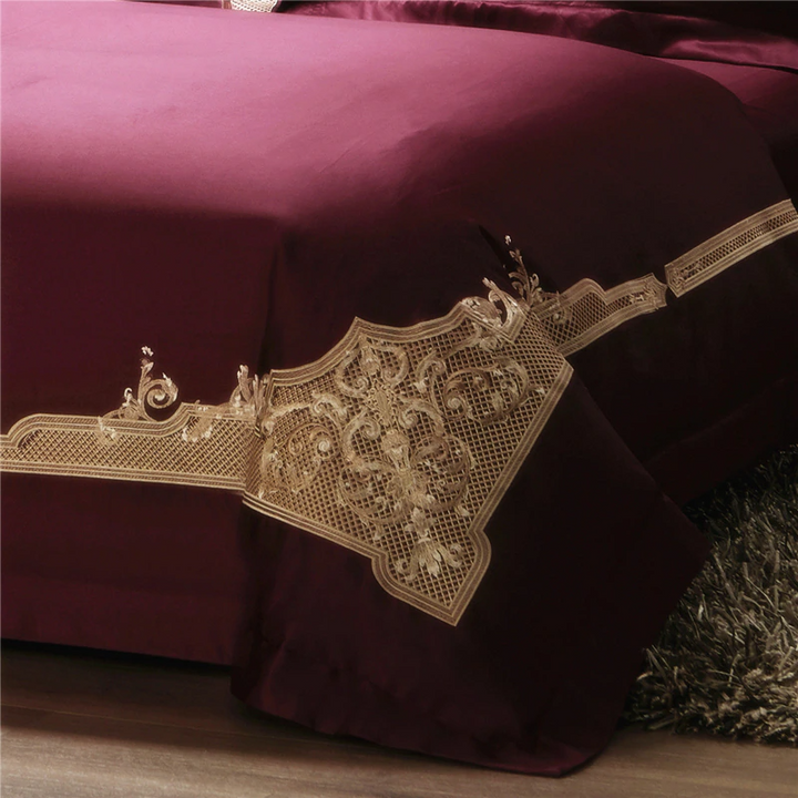 Bordeaux Embroidered Duvet Cover Set – 1000TC Egyptian Cotton