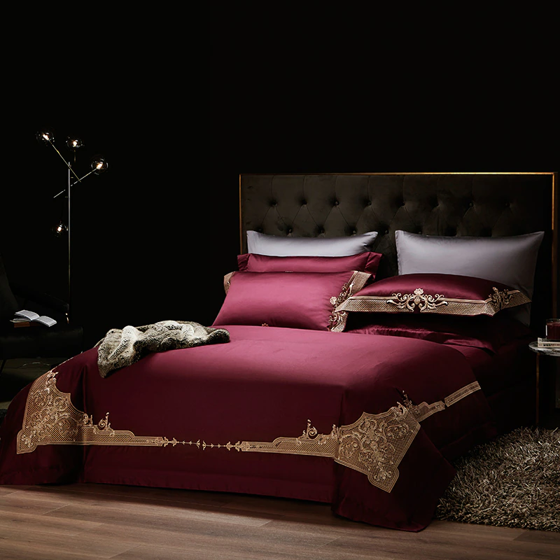 Bordeaux Embroidered Duvet Cover Set – 1000TC Egyptian Cotton