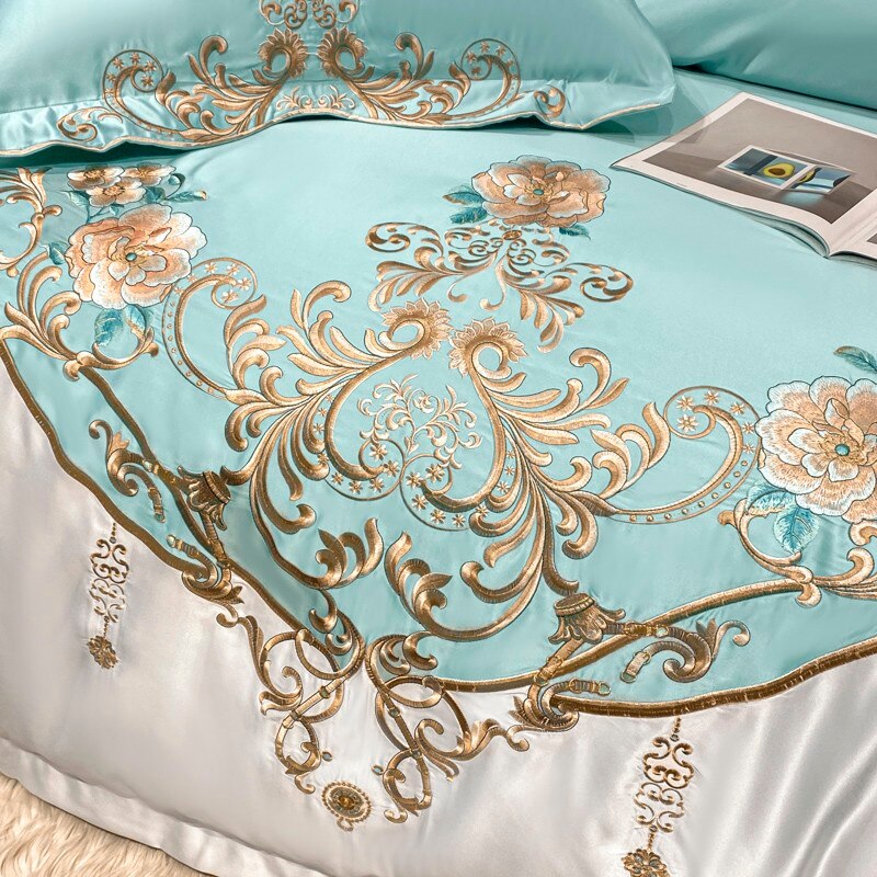 Royal Embroidered Cotton Satin Duvet Cover Set