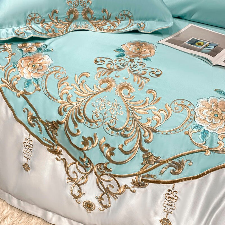 Royal Embroidered Cotton Satin Duvet Cover Set