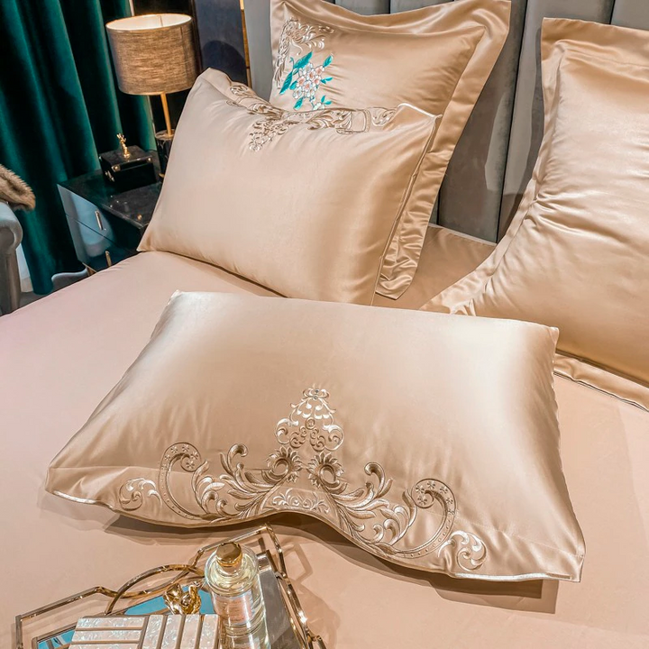 Royal Embroidered Cotton Satin Duvet Cover Set