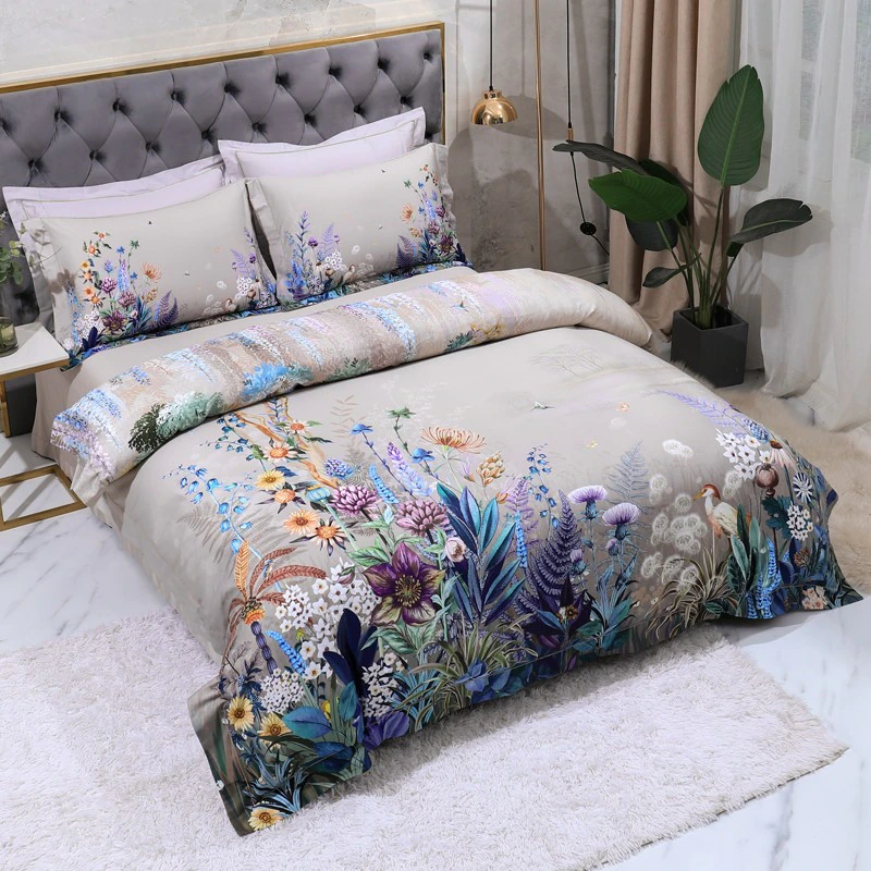 Luxury Botanical Egyptian Cotton Duvet Cover Set (600TC)