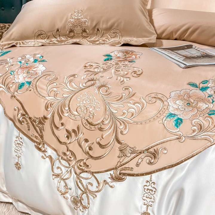 Royal Embroidered Cotton Satin Duvet Cover Set