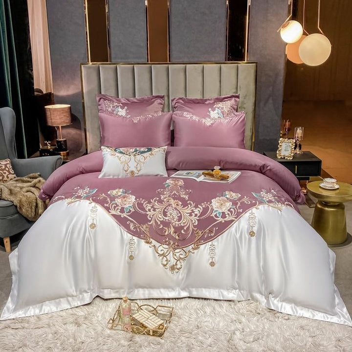 Royal Embroidered Cotton Satin Duvet Cover Set
