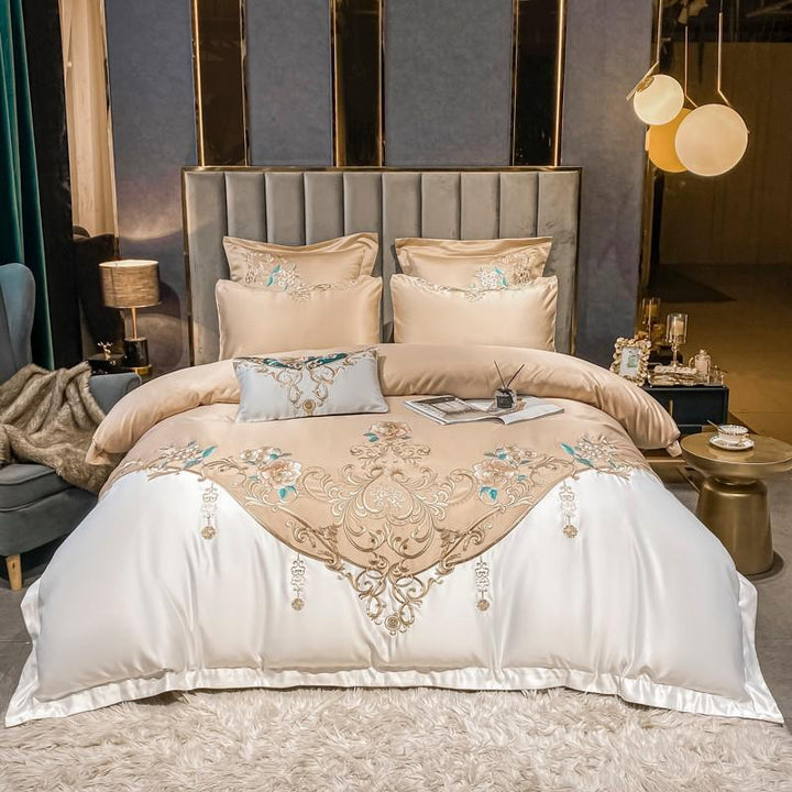 Royal Embroidered Cotton Satin Duvet Cover Set