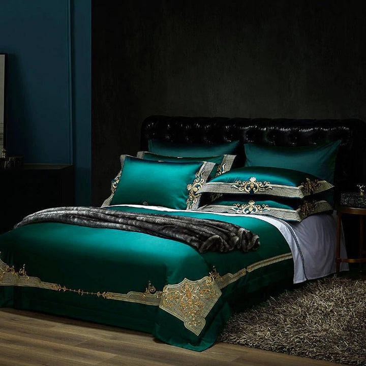 Emerald Embroidered Duvet Cover Set (1000TC Egyptian Cotton)