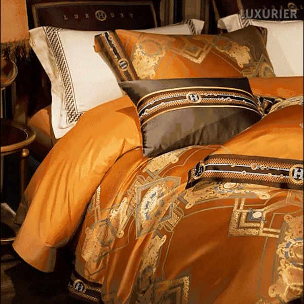 Imperial Amber Egyptian Cotton Jacquard Duvet Cover Set