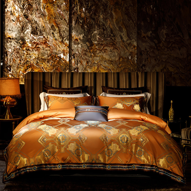Imperial Amber Egyptian Cotton Jacquard Duvet Cover Set