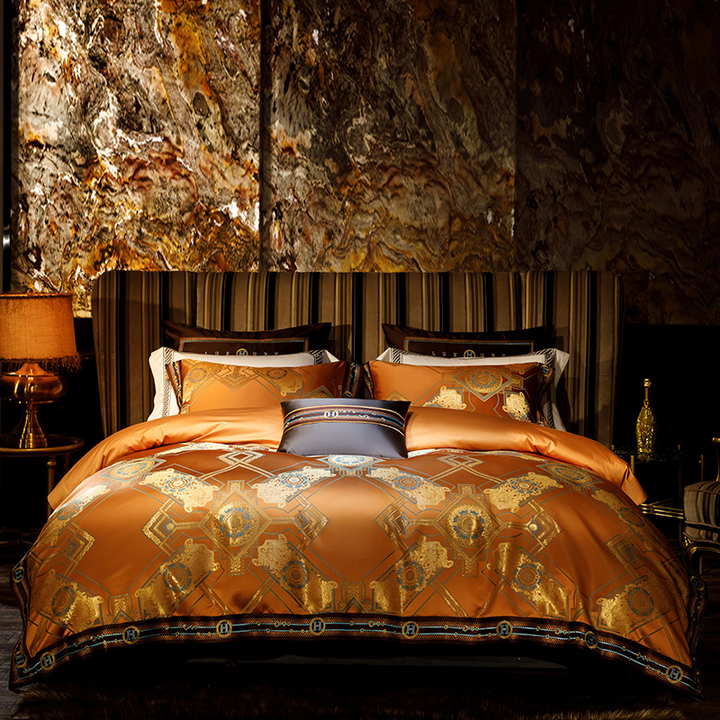 Imperial Amber Egyptian Cotton Jacquard Duvet Cover Set