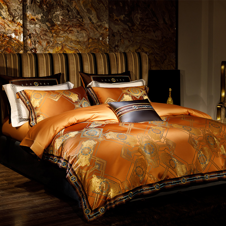 Imperial Amber Egyptian Cotton Jacquard Duvet Cover Set