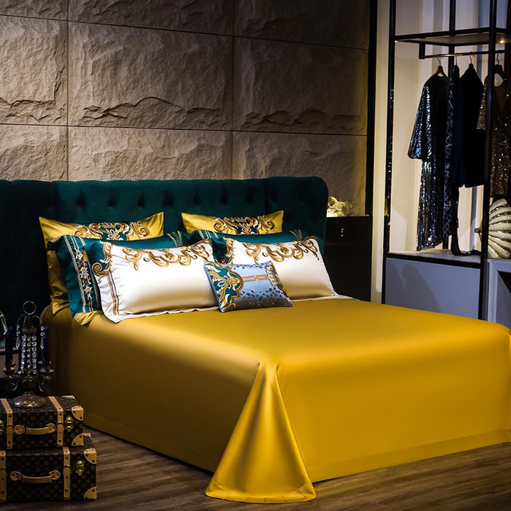Imperial Emerald Egyptian Cotton Satin Duvet Cover Set