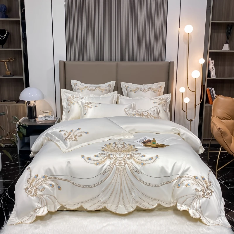 Royal Embroidered Egyptian Cotton Satin Duvet Cover Set