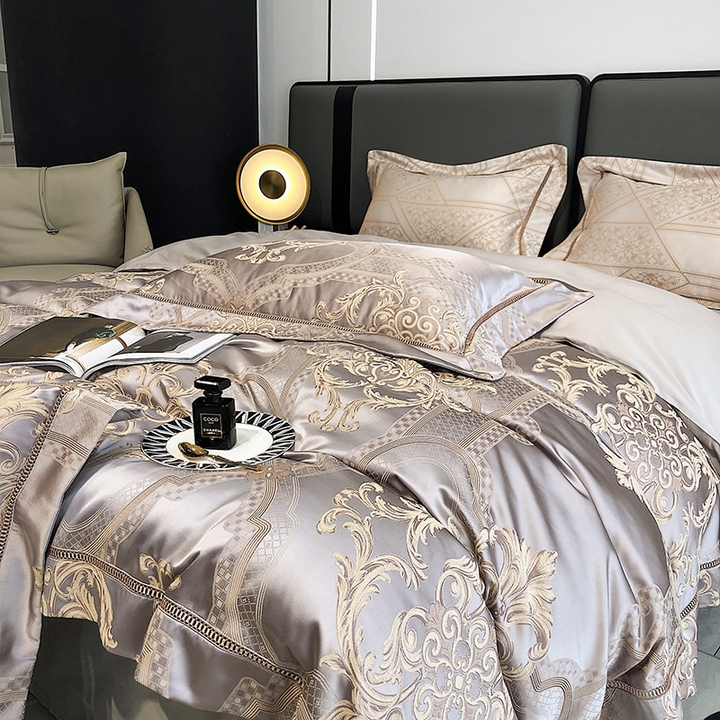 Heritage Brocade Egyptian Cotton Jacquard Duvet Cover Set (1000TC)