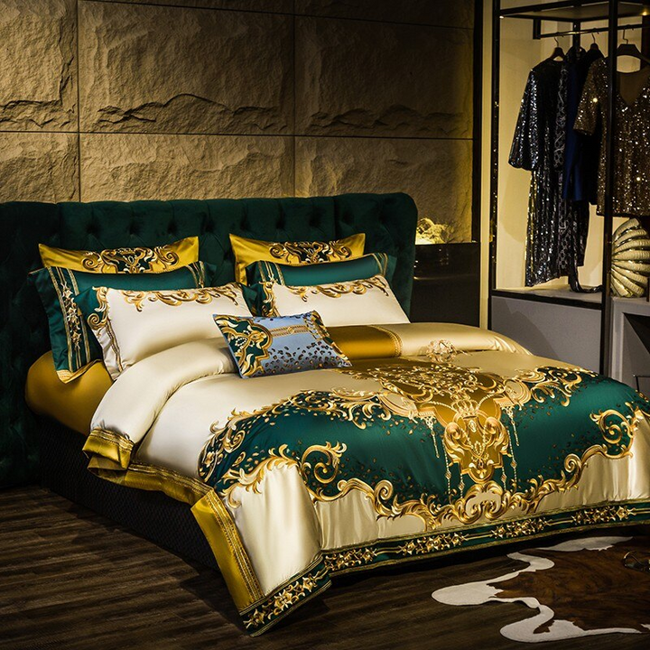 Imperial Emerald Egyptian Cotton Satin Duvet Cover Set