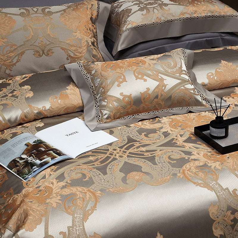 Champagne Jacquard Egyptian Cotton Duvet Cover Set (1000TC)