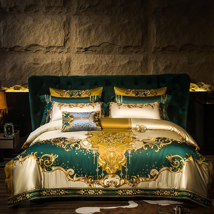 Imperial Emerald Egyptian Cotton Satin Duvet Cover Set