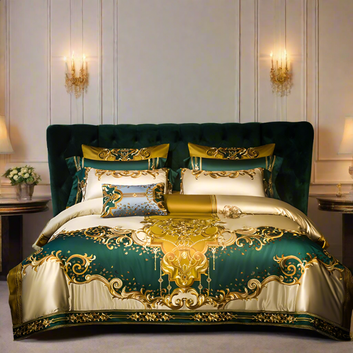 Imperial Emerald Egyptian Cotton Satin Duvet Cover Set