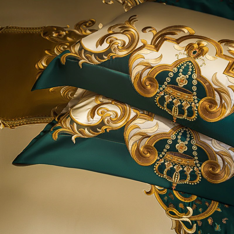Imperial Emerald Egyptian Cotton Satin Duvet Cover Set