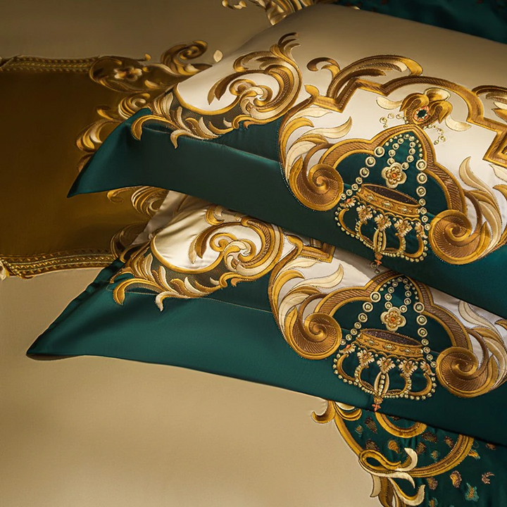 Imperial Emerald Egyptian Cotton Satin Duvet Cover Set
