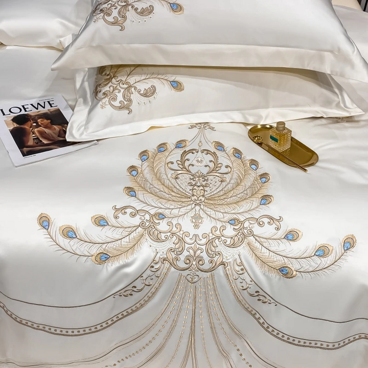 Royal Embroidered Egyptian Cotton Satin Duvet Cover Set