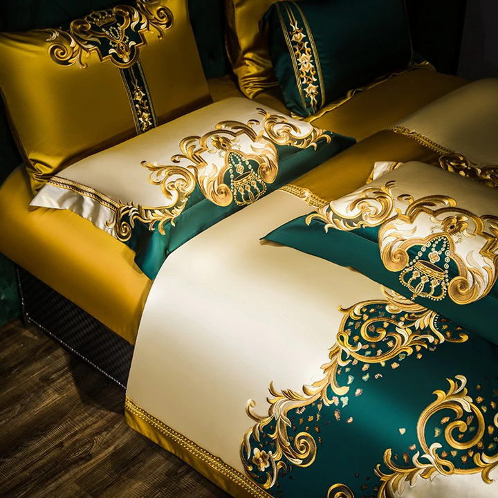 Imperial Emerald Egyptian Cotton Satin Duvet Cover Set