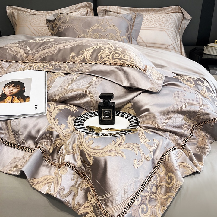 Heritage Brocade Egyptian Cotton Jacquard Duvet Cover Set (1000TC)