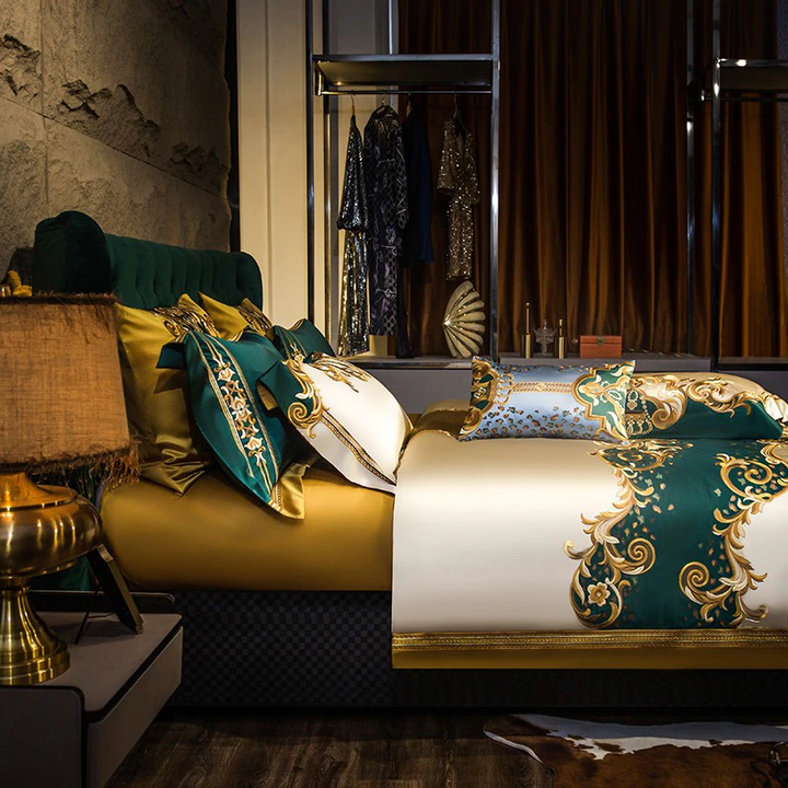 Imperial Emerald Egyptian Cotton Satin Duvet Cover Set