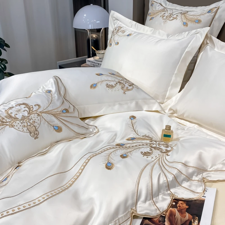 Royal Embroidered Egyptian Cotton Satin Duvet Cover Set
