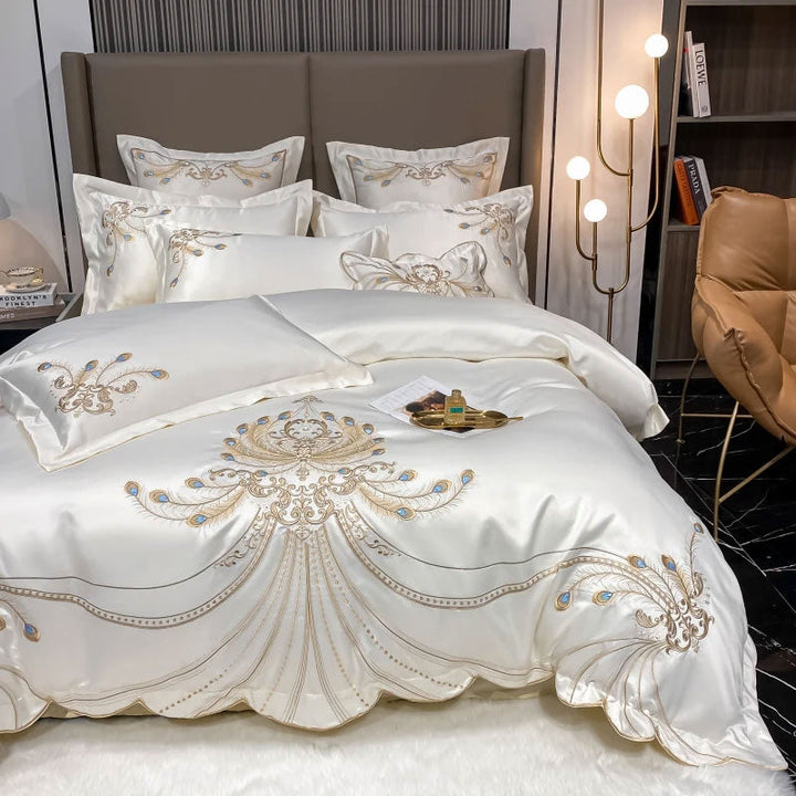 Royal Embroidered Egyptian Cotton Satin Duvet Cover Set