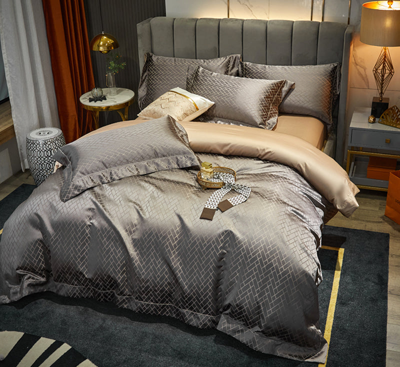 Modern Jacquard Egyptian Cotton Duvet Cover Set (1000TC)