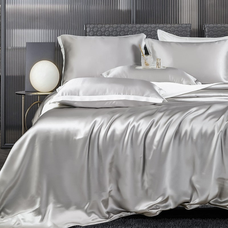 Luxury Mulberry Silk Duvet Cover Set in Champagne Ivory (25 Momme)