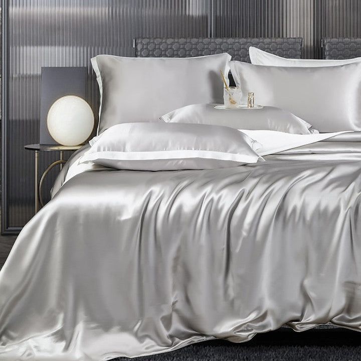 Luxury Mulberry Silk Duvet Cover Set in Champagne Ivory (25 Momme)
