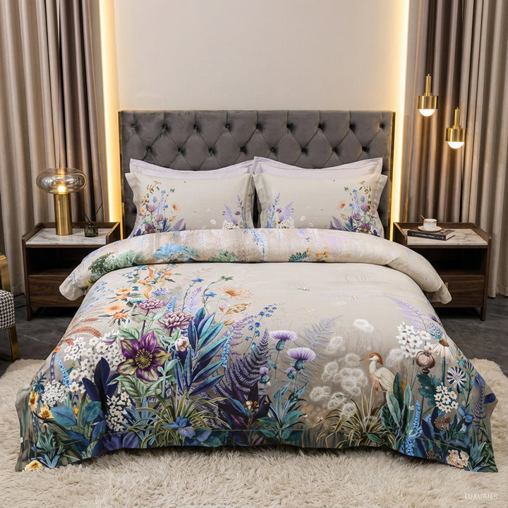 Luxury Botanical Egyptian Cotton Duvet Cover Set (600TC)